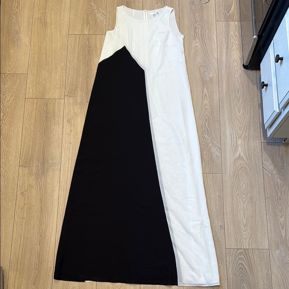 Paule Ka Black and White Colorblock Maxi Dress